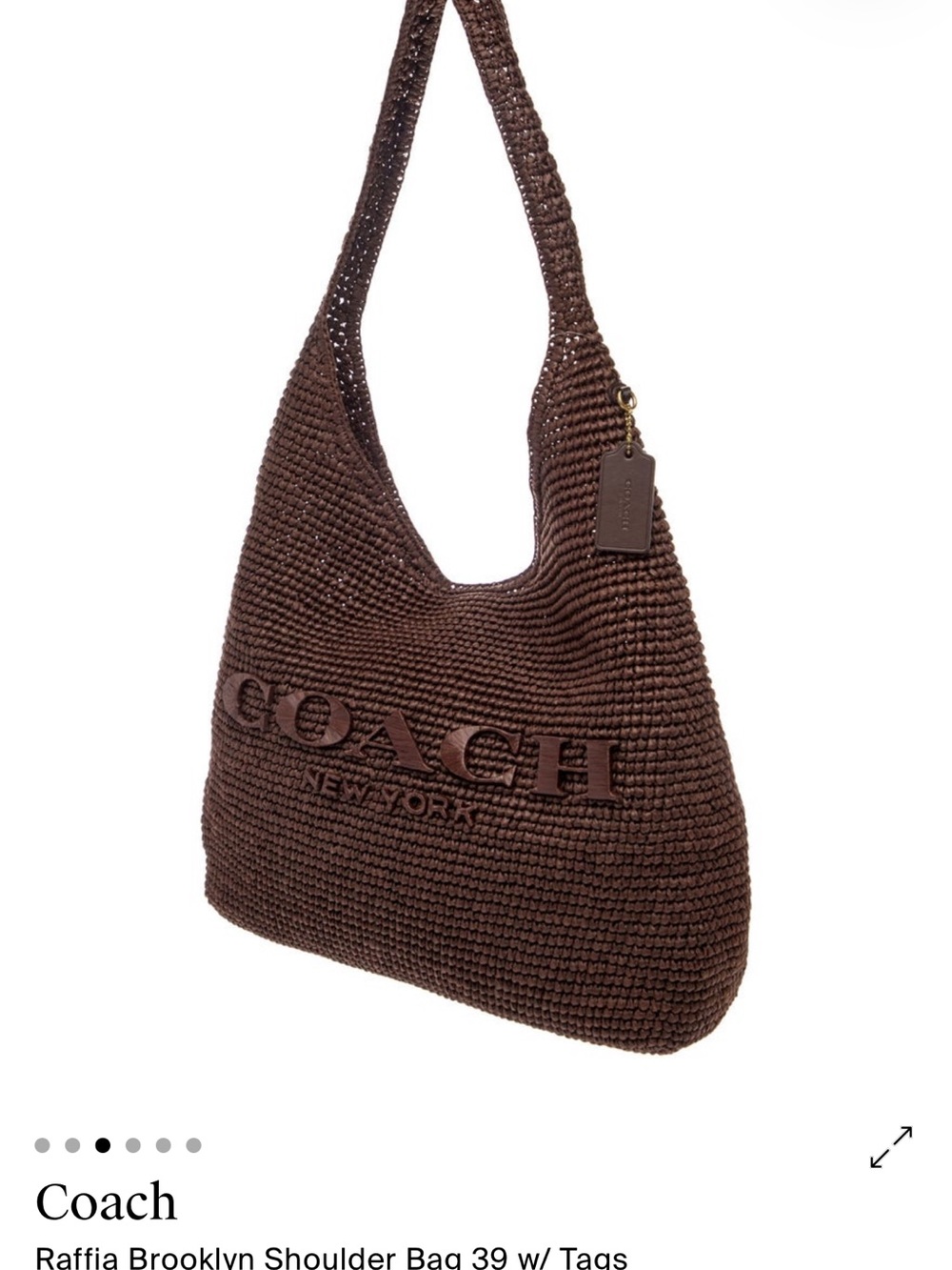 Coach Raffia Brooklyn Shoulder Bag in Brown Size 39 - Picture 2 of 7